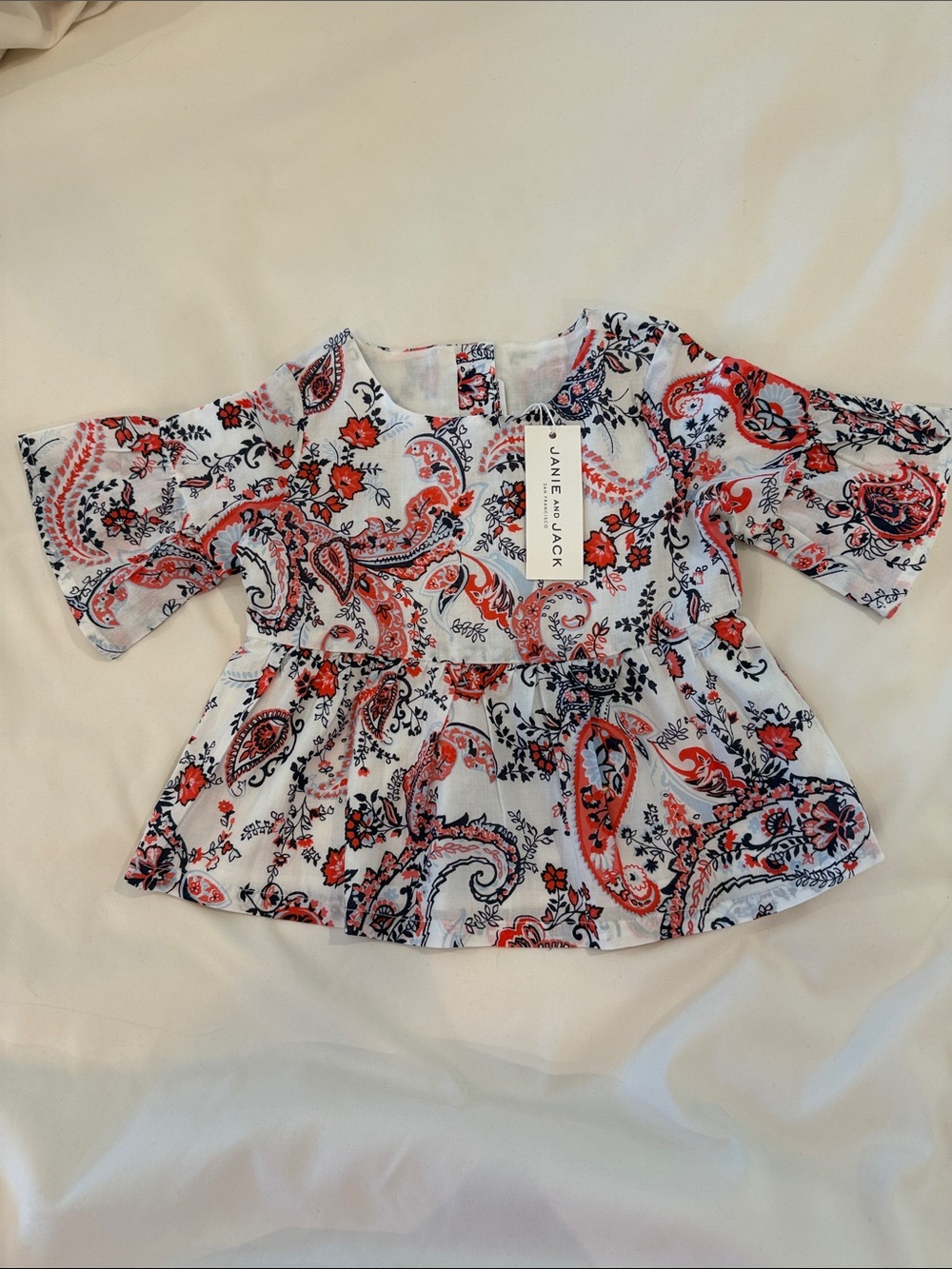 NWT Janie and Jack Top with Red & Navy Paisley